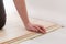 Measure floor length with ruler - laying laminate click floor