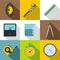 Measure instrumentation icon set, flat style