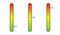 Measure the level with a green red gradient and a percentage arrow on the side. Progress indicator bar template. Creative vector