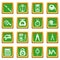 Measure precision icons set green square vector