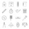 Measure precision icons set, outline style