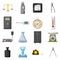 Measure precision tools icons set, cartoon style