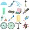 Measure tools icons set, cartoon style