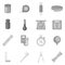 Measure tools icons set, monochrome style