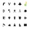 Measurement elements black glyph icons set on white space