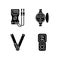 Measurement tools black glyph icons set on white space