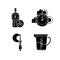 Measurement tools black glyph icons set on white space