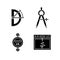 Measurement tools black glyph icons set on white space