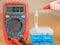 Measuring battery voltage with multimeter