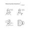 Measuring body temperature icons set, instructive simple line vector illustrations