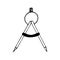 measuring compasses hand drawn doodle. , minimalism, scandinavian, monochrome, nordic, sketch. icon, sticker