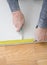 Measuring and cutting gypsum plasterboard