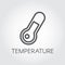 Measuring food temperature icon in linear style. Kitchen thermometer graphic contour symbol. Simplicity outline image