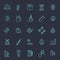 Measuring related web icon set - outline icon set, vector, thin line icons collection