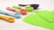 Measuring spoons in various colors and cake dough cutting tool