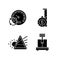 Measuring tools black glyph icons set on white space