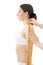 Measuring woman\'s shoulder length