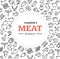 Meat Butchery Signs Round Design Template Thin Line Icon Concept. Vector