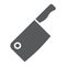 Meat cleaver knife glyph icon, kitchen and cooking
