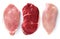 Meat collection on white background. Beef, pork, chicken,  on white. Meat steaks.