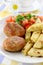 Meat cutlets with potato dumplings