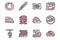 Meat department color vector doodle simple icon set