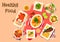 Meat dishes with seafood salad icon