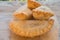 Meat empanadas on a wooden table