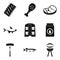 Meat feast icons set, simple style