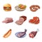 Meat, fish, chicken and fast food icons