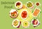 Meat and fish dishes with pasta and veggies icon