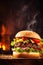 meat food burger sandwich food snack fast fast hamburger beef fat. Generative AI.