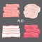 Meat food eat beef pork bacon chicken fresh raw piece slice cartoon vector
