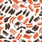 Meat food icons and symbols color seamless pattern