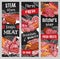 Meat food and sausages sketch blackboard banners