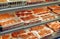 Meat freezer at the supermarket