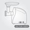 Meat grinder black and white outline drawing. Kitchen utensils, cooking equipment