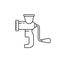 Meat grinder or household chopper. Linear icon of manual mincer. Black simple illustration of hand sausage stuffer. Contour