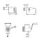 Meat grinder tool icon set, outline style