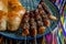 Meat kebab, beef balls on skewer, oriental cuisine, Uzbekistan