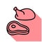 Meat line icon, vector pictogram of steak and turkey