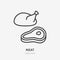 Meat line icon, vector pictogram of steak and turkey. Food illustration, sign for butchery