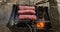 Meat lula kebab is cooked on an open fire in the grill at a picnic in the forest