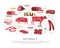 Meat Market Products Flat Infographic Poster