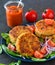 Meat patties with tomato dip