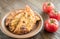 Meat patties on the wooden background