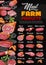 Meat products, butcher shop sausages price menu