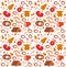 Meat products seamless pattern, flat style. Meats and sausage endless background, texture. Vector illustration