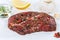 Meat raw beef steak wooden board