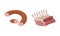 Meat with Salami Wurst and Beef Rib as Foodstuff from Butchery Vector Set